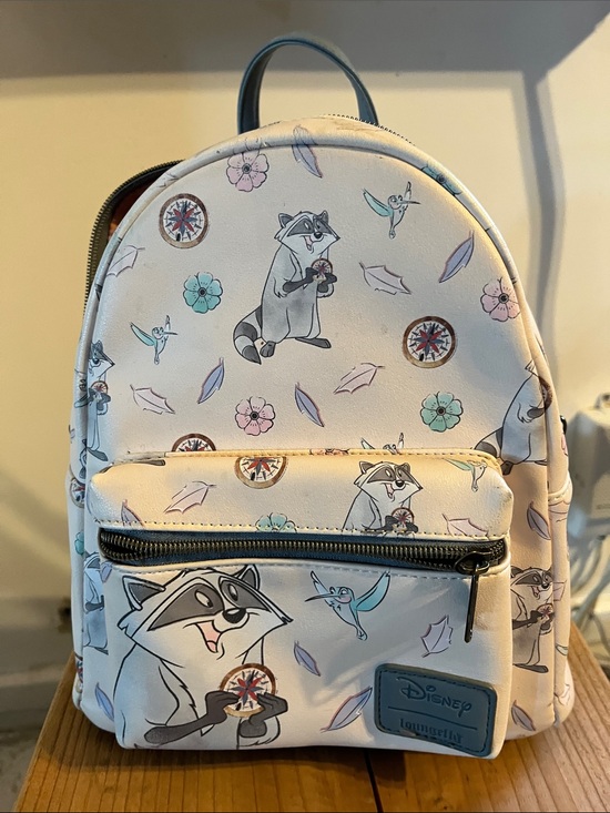 Disney Handbags - Disney White Mini Backpack with Pastel Floral & Raccoon Print